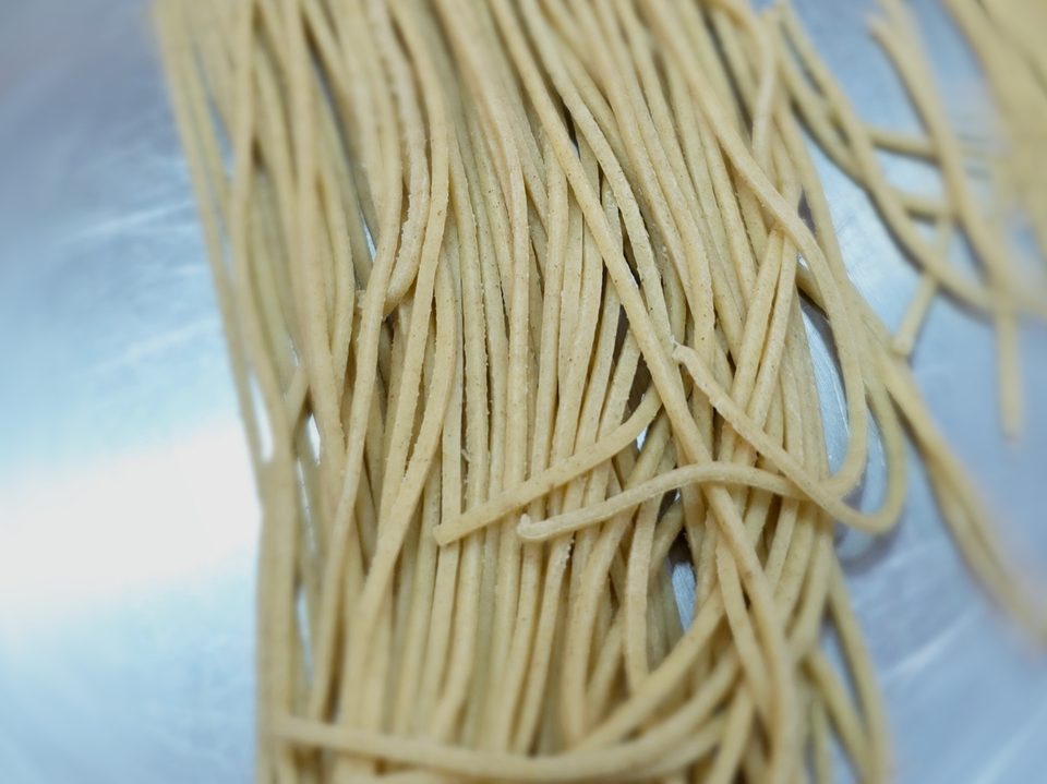 Fresh noodles just cut