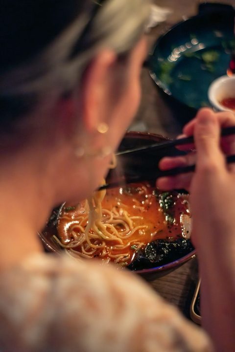 Guest enjoying a bowl of ramen